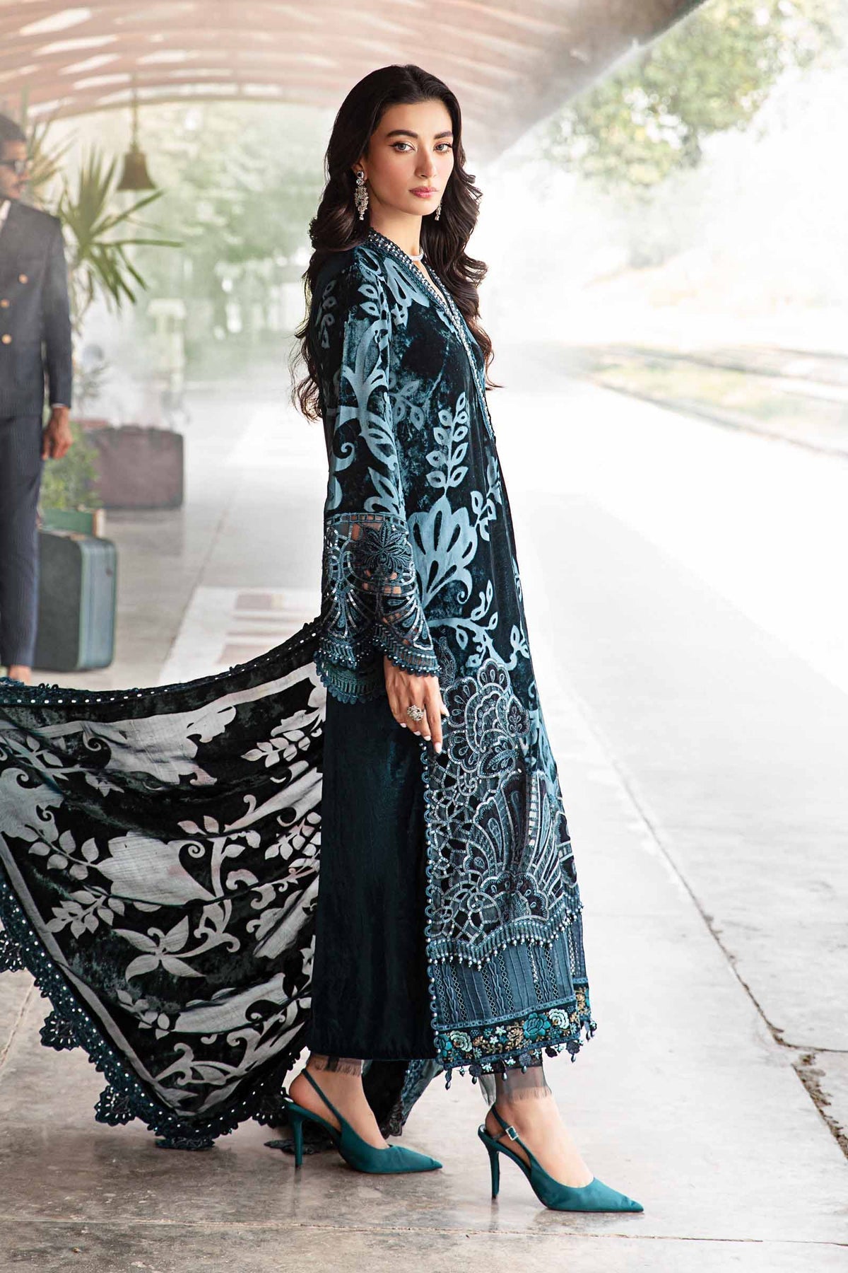 Maria B | Winter Luxe 24 | Velvet DL-1203 - Pakistani Designer Dress - by Maria B | Type: Ladies Clothes - 100% Original at Saira Sultan