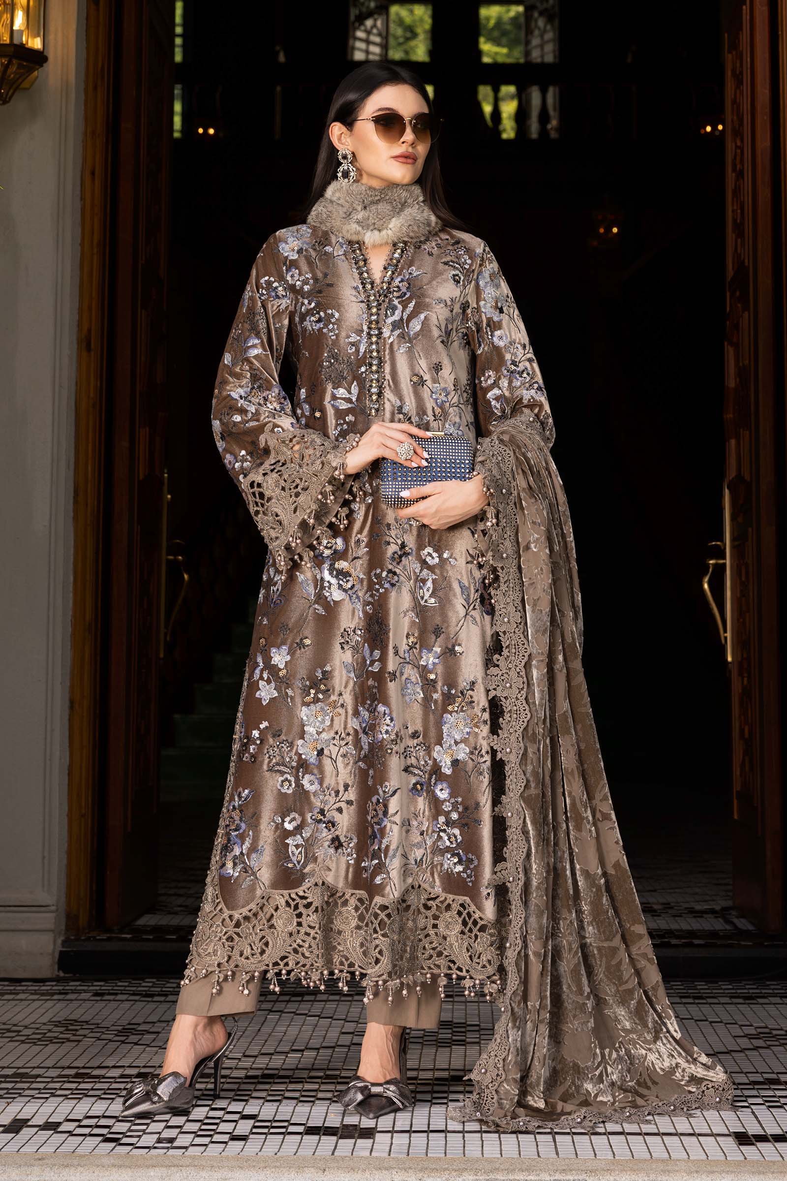 Maria B | Winter Luxe 25 | WL-1303 by Maria B - Designer Dress - Type : Ladies Clothes - Available at Saira Sultan - 100% Original 