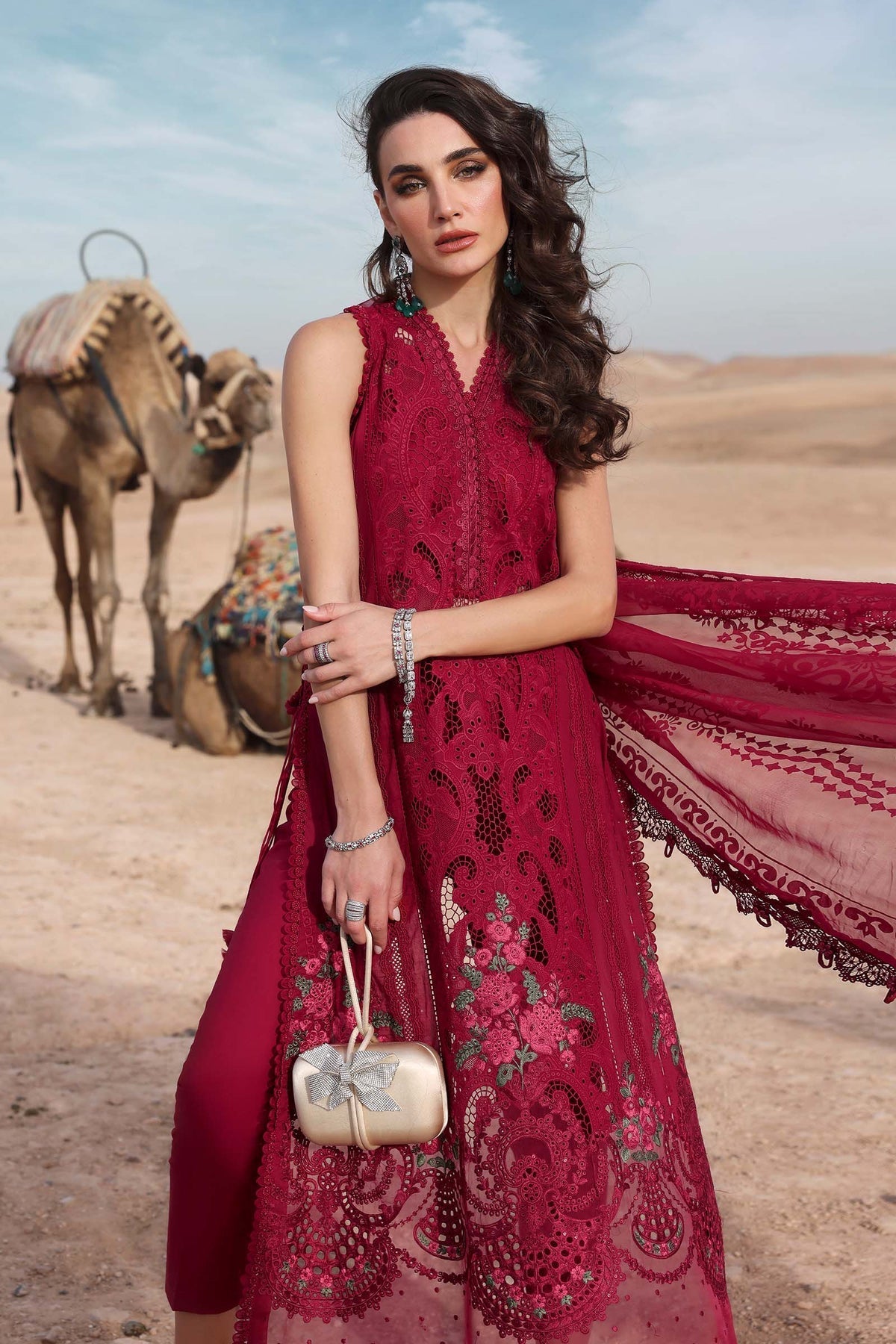 Maria B | Luxury Lawn 25 | D-2504-A M Red Lawn