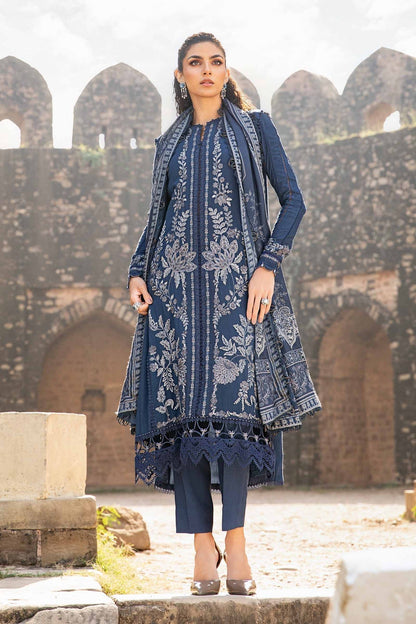 Maria B | M Prints Winter 24 | MPT-2404-B L Navy Blue Linen