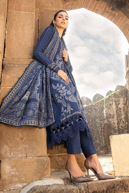Maria B | M Prints Winter 24 | MPT-2404-B XL Navy Blue Linen