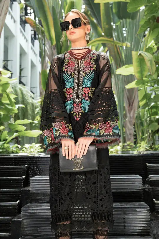 Maria B | Luxury Lawn | EL-23-04-Black - Pakistani Designer Dress - by Maria B | Type: Luxury - 100% Original at Saira Sultan
