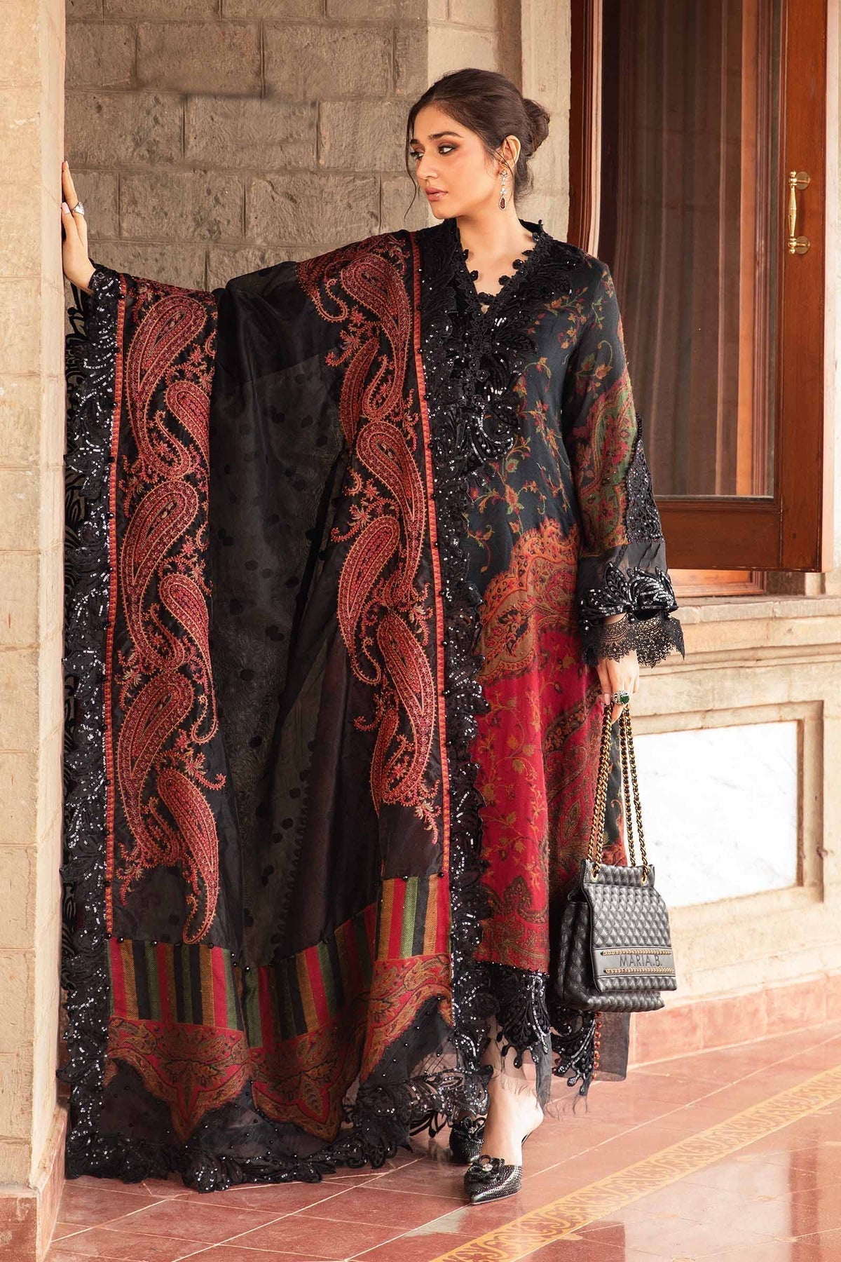 Maria B | Winter Luxe 24 | Velvet DL-1204 - Pakistani Designer Dress - by Maria B | Type: Ladies Clothes - 100% Original at Saira Sultan