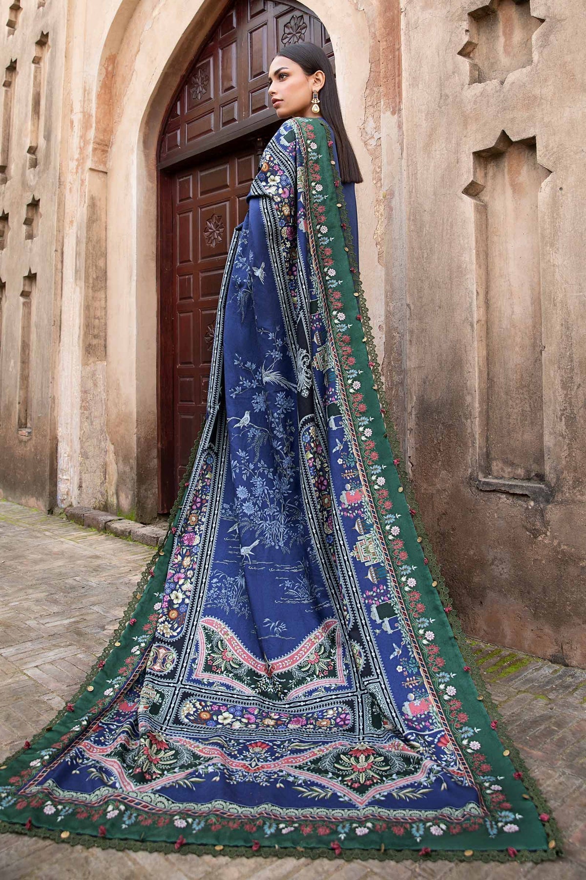Maria B | M Prints Winter 24 | MPT-2405-A S Navy Blue Linen