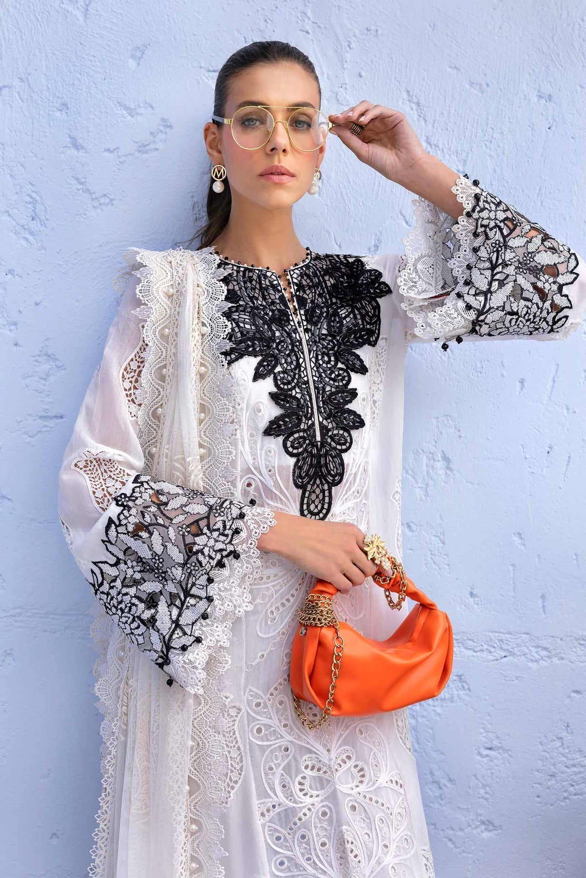 Maria B | Luxury Lawn 25 | D-2505-A M Off White Lawn