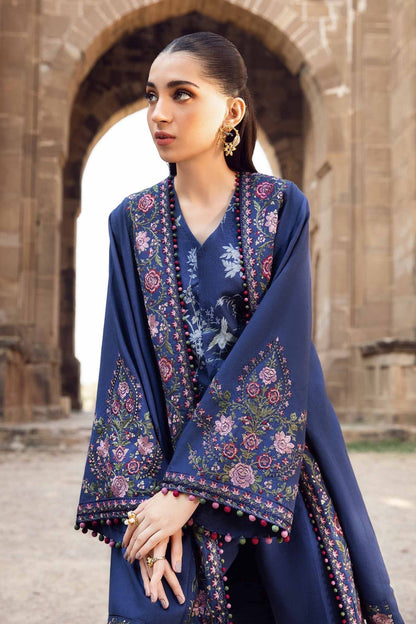 Maria B | M Prints Winter 24 | MPT-2405-A L Navy Blue Linen
