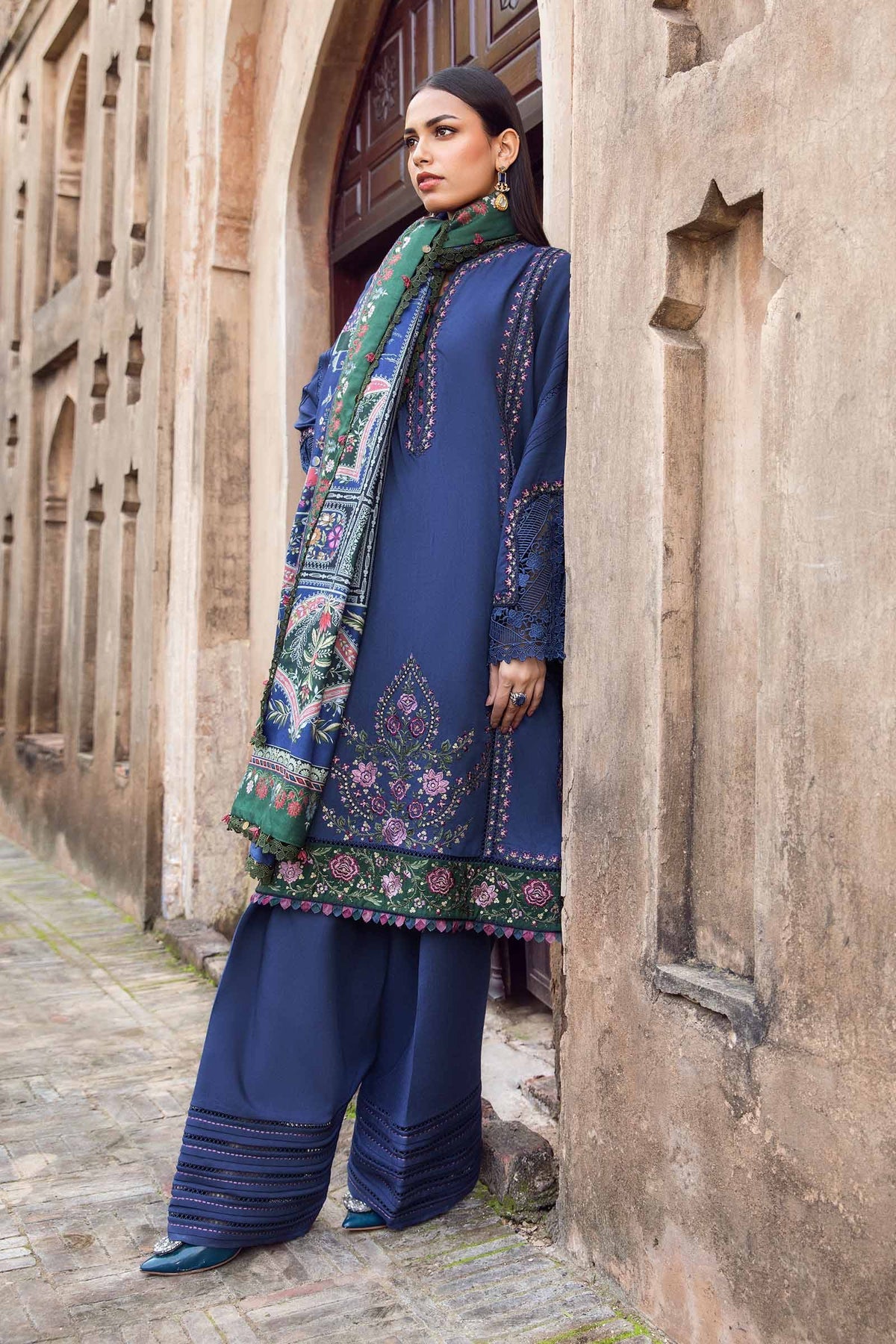 Maria B | M Prints Winter 24 | MPT-2405-A XL Navy Blue Linen