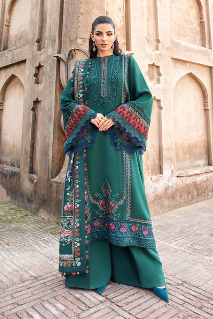 Maria B | M Prints Winter 24 | MPT-2405-B Custom Size Bottle Green Linen