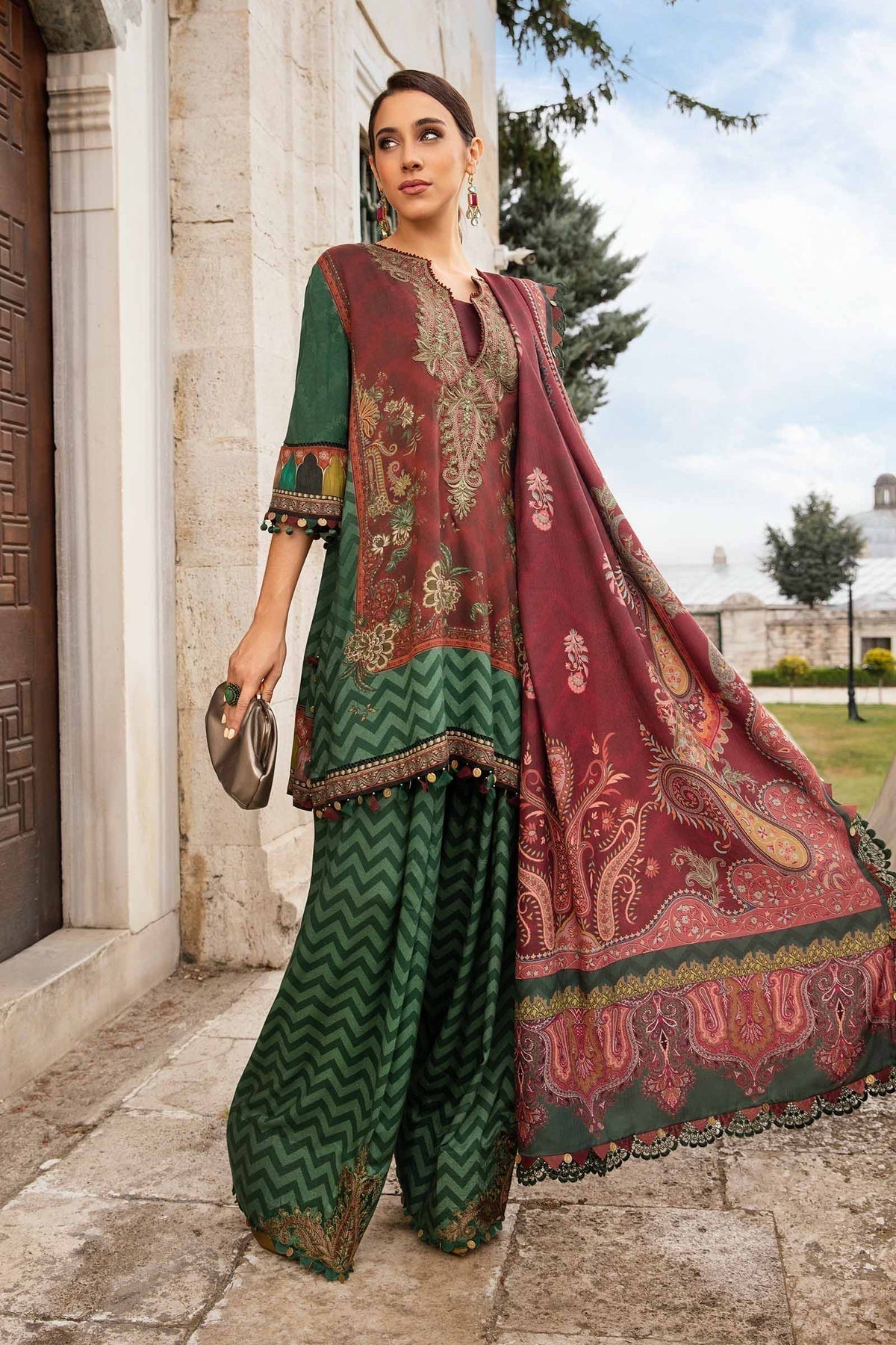 Maria B | M Prints Fall Edit 24 |  MPT-2305-B - Pakistani Designer Dress - by Maria B | Type: Luxury - 100% Original at Saira Sultan