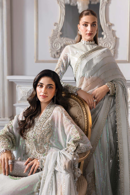 Maria B | Mbroidered 2025 | BD-3005 XS Ice Blue Blouse with Saree