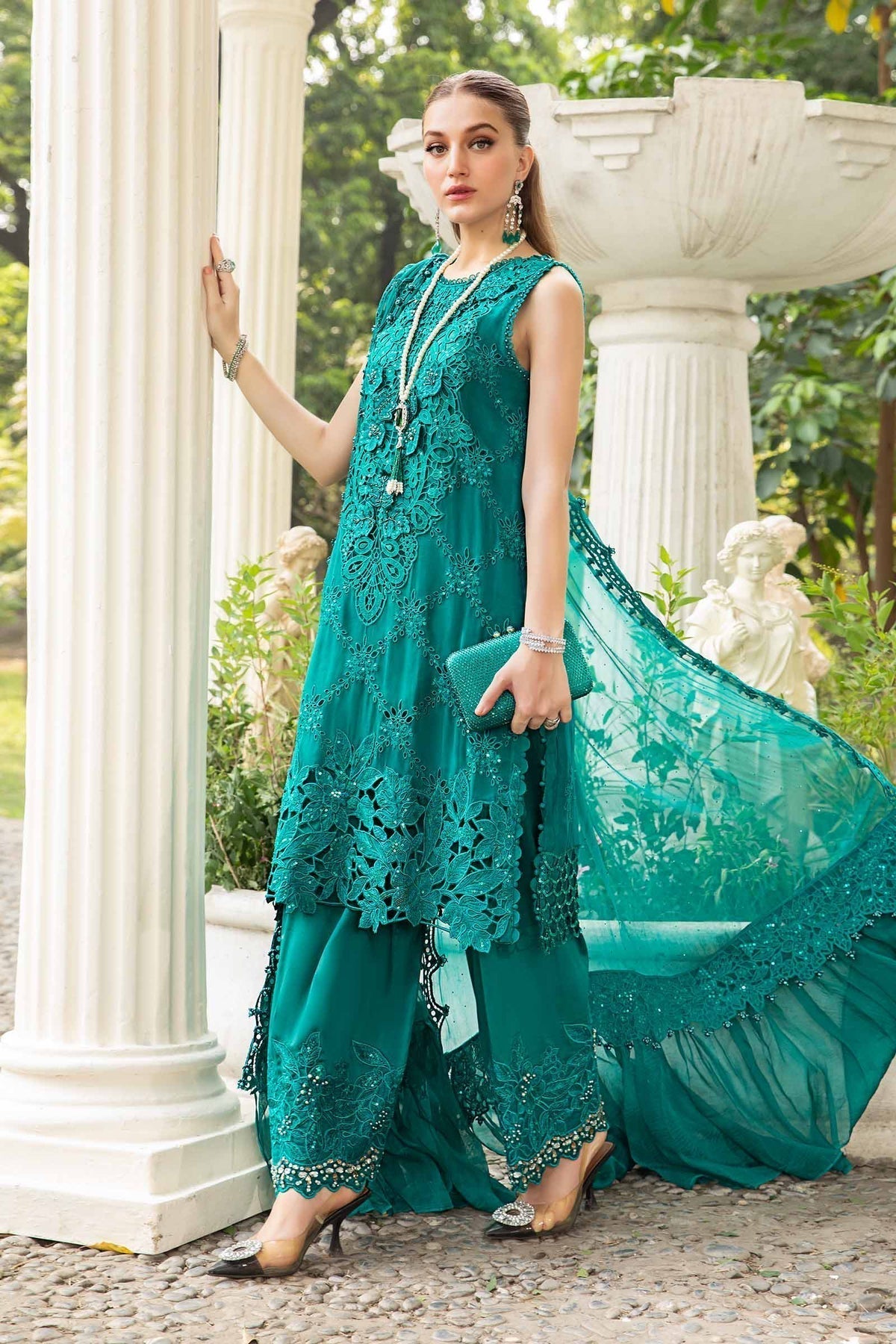 Maria B | Chiffon Formals 24 | Chiffon Suit | MPC-24-105 - Pakistani Designer Dress - by Maria B | Type: Formal - 100% Original at Saira Sultan
