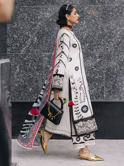 Mahnur | Broadway Luxury Lawn 25 | Freesia S Off White Lawn