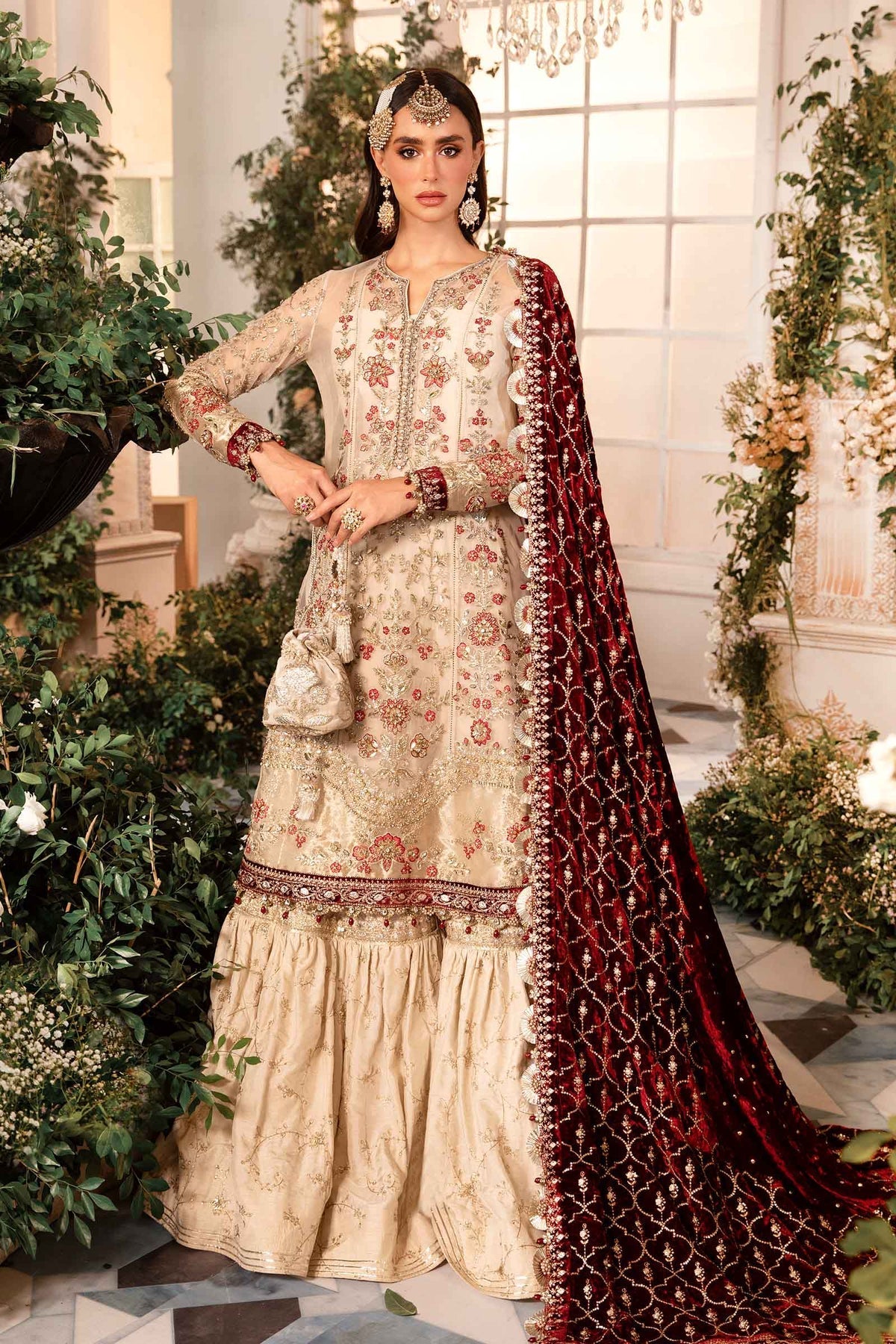 Maria B | Mbroidered Formals 24 | Velvet Suit | BD-2905 - Pakistani Designer Dress - by Maria B | Type: Ladies Clothes - 100% Original at Saira Sultan