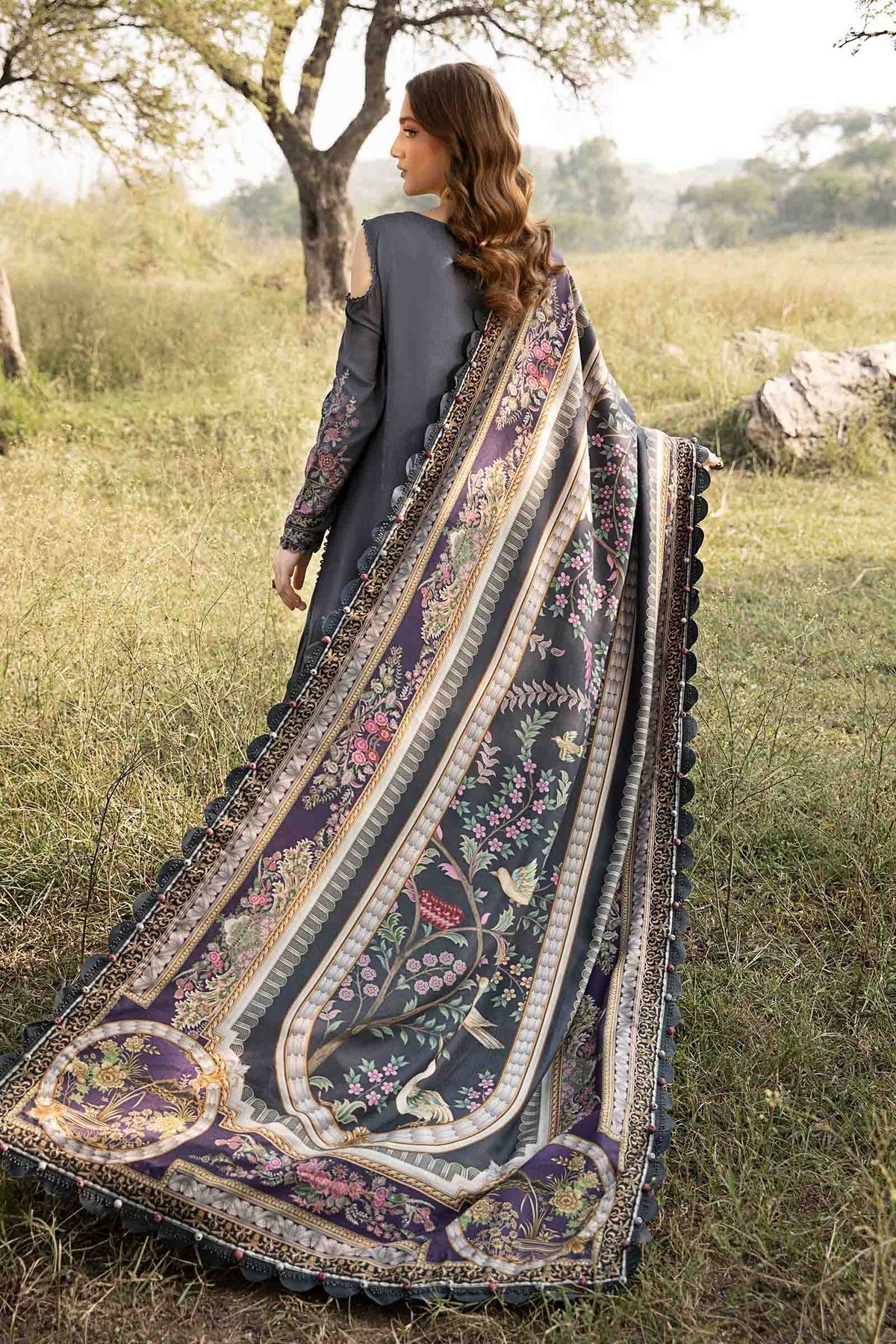 Maria B | M Prints Winter 24 | MPT-2406-A S Gray Linen