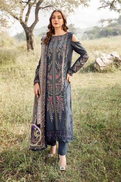 Maria B | M Prints Winter 24 | MPT-2406-A XS Gray Linen