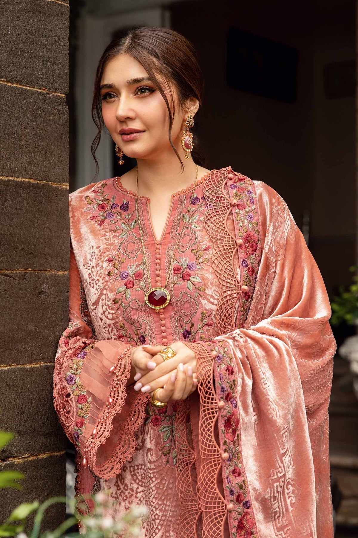 Maria B | Winter Luxe 24 | Velvet DL-1206 - Pakistani Designer Dress - by Maria B | Type: Ladies Clothes - 100% Original at Saira Sultan
