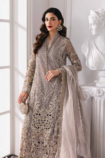 Maria B | Mbroidered 2025 | BD-3006 S Gray Long Shirt with Crushed Sharara