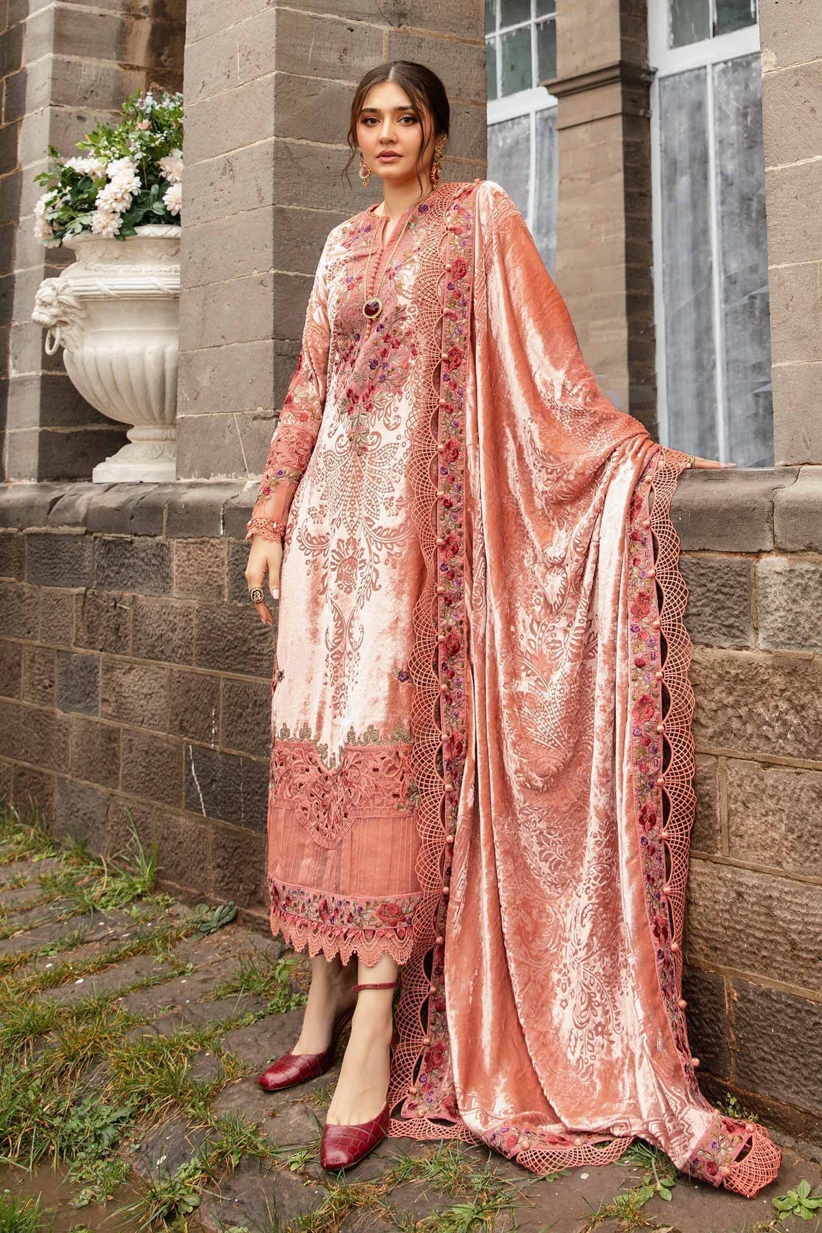Maria B | Winter Luxe 24 | Velvet DL-1206 - Pakistani Designer Dress - by Maria B | Type: Ladies Clothes - 100% Original at Saira Sultan