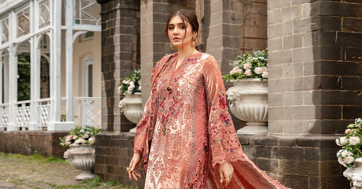 Maria B | Winter Luxe 24 | Velvet DL-1206 - Pakistani Designer Dress - by Maria B | Type: Ladies Clothes - 100% Original at Saira Sultan