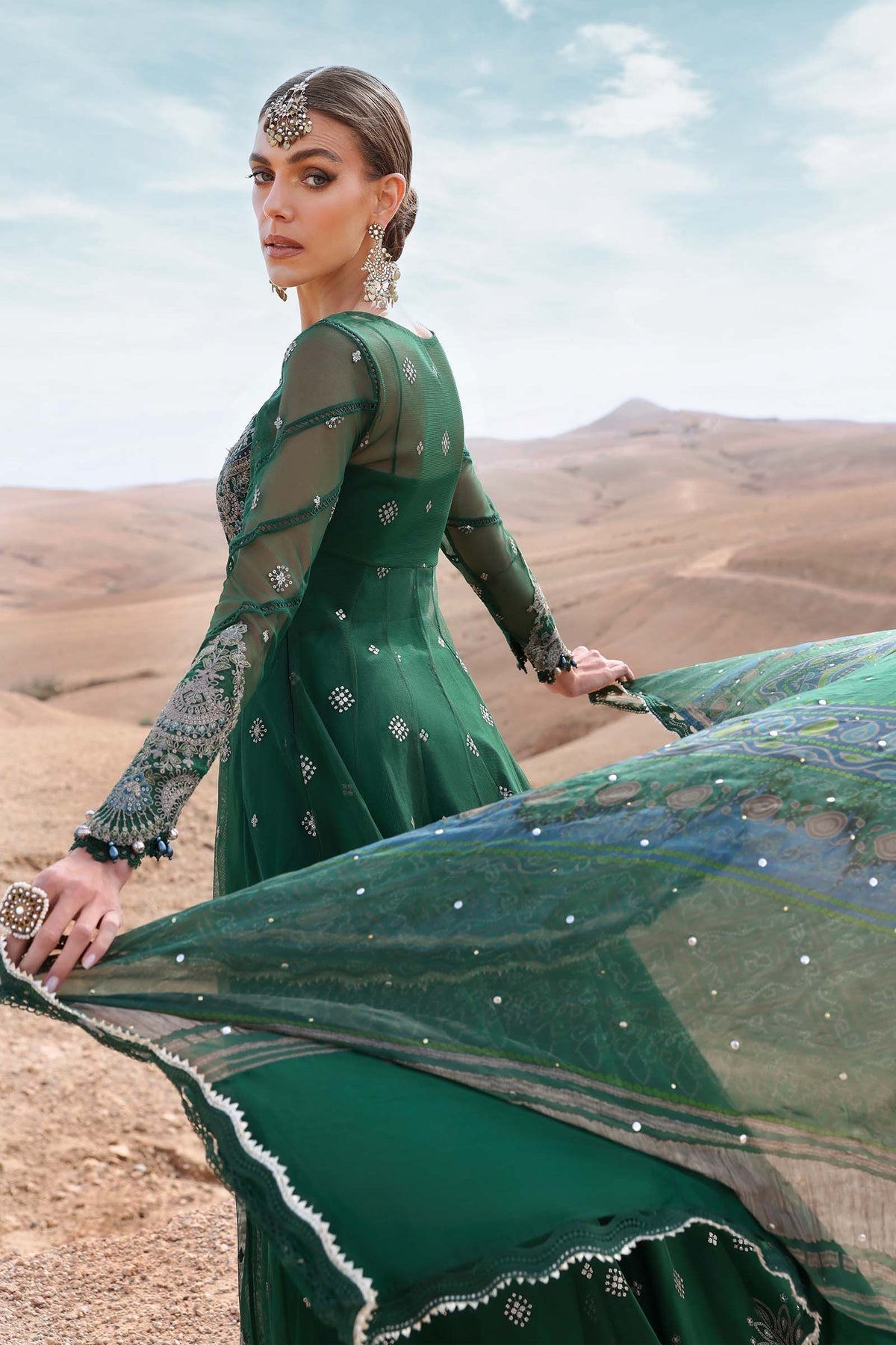 Maria B | Luxury Lawn 25 | D-2507-A S Bottle Green Lawn