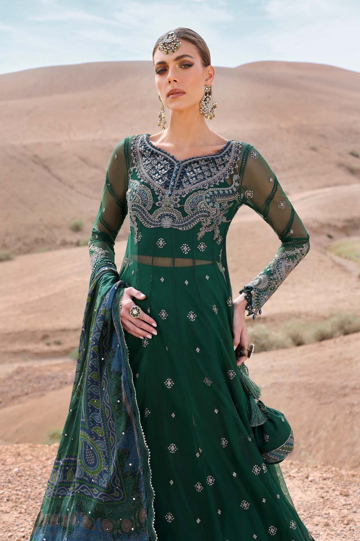 Maria B | Luxury Lawn 25 | D-2507-A M Bottle Green Lawn