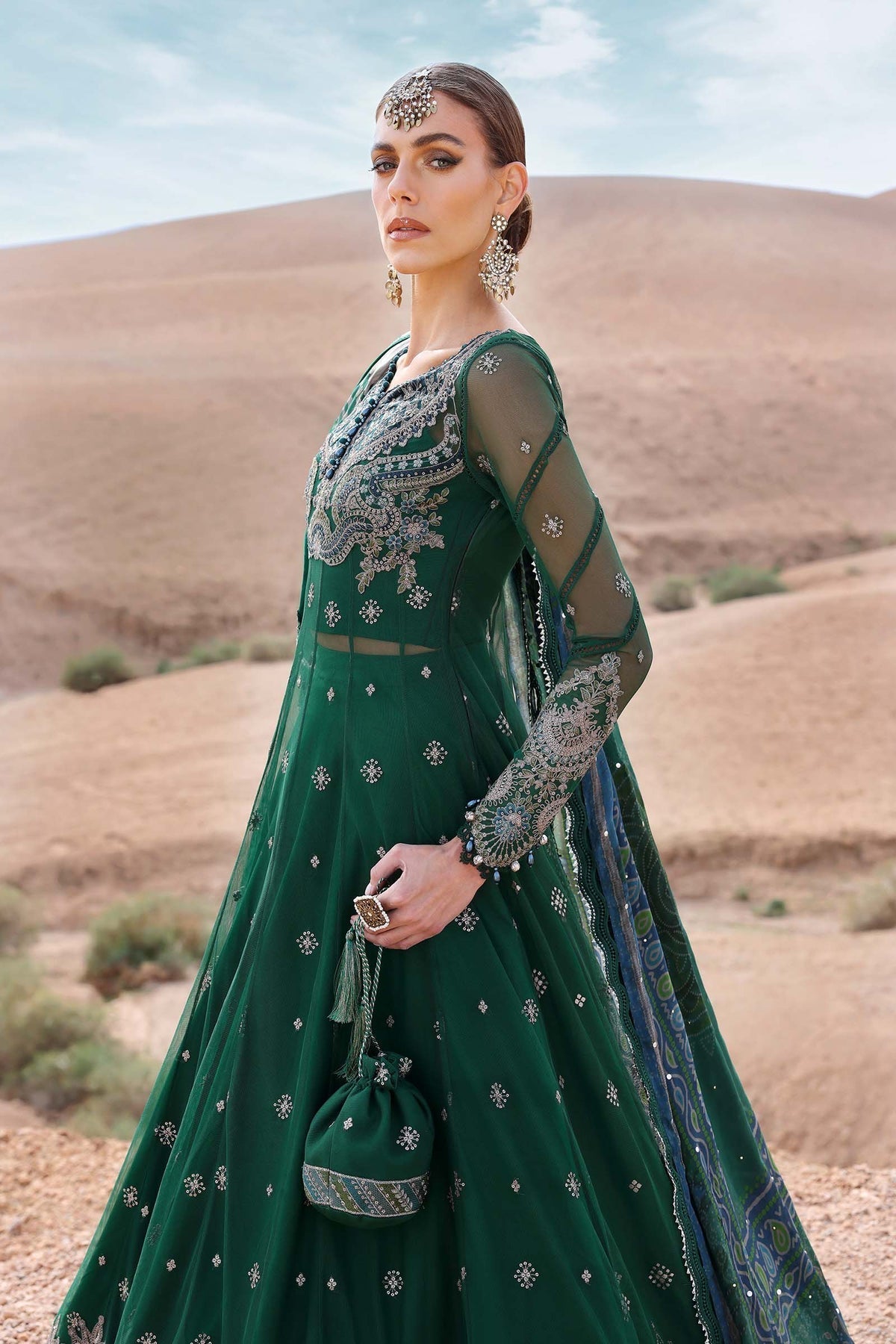 Maria B | Luxury Lawn 25 | D-2507-A L Bottle Green Lawn
