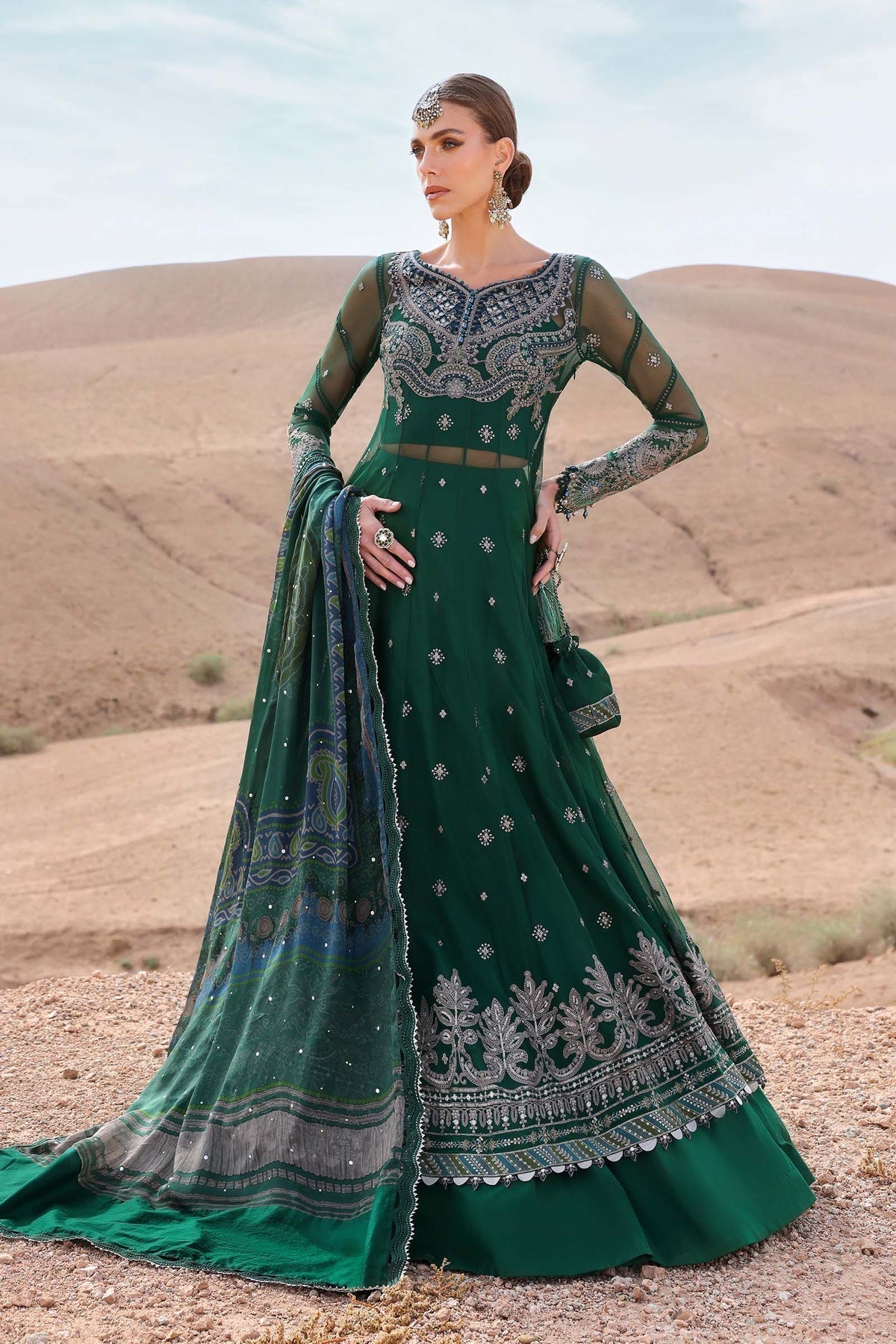 Maria B | Luxury Lawn 25 | D-2507-A XS Bottle Green Lawn