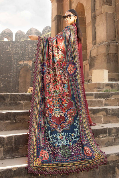Maria B | M Prints Winter 24 | MPT-2407-B M Maroon Linen