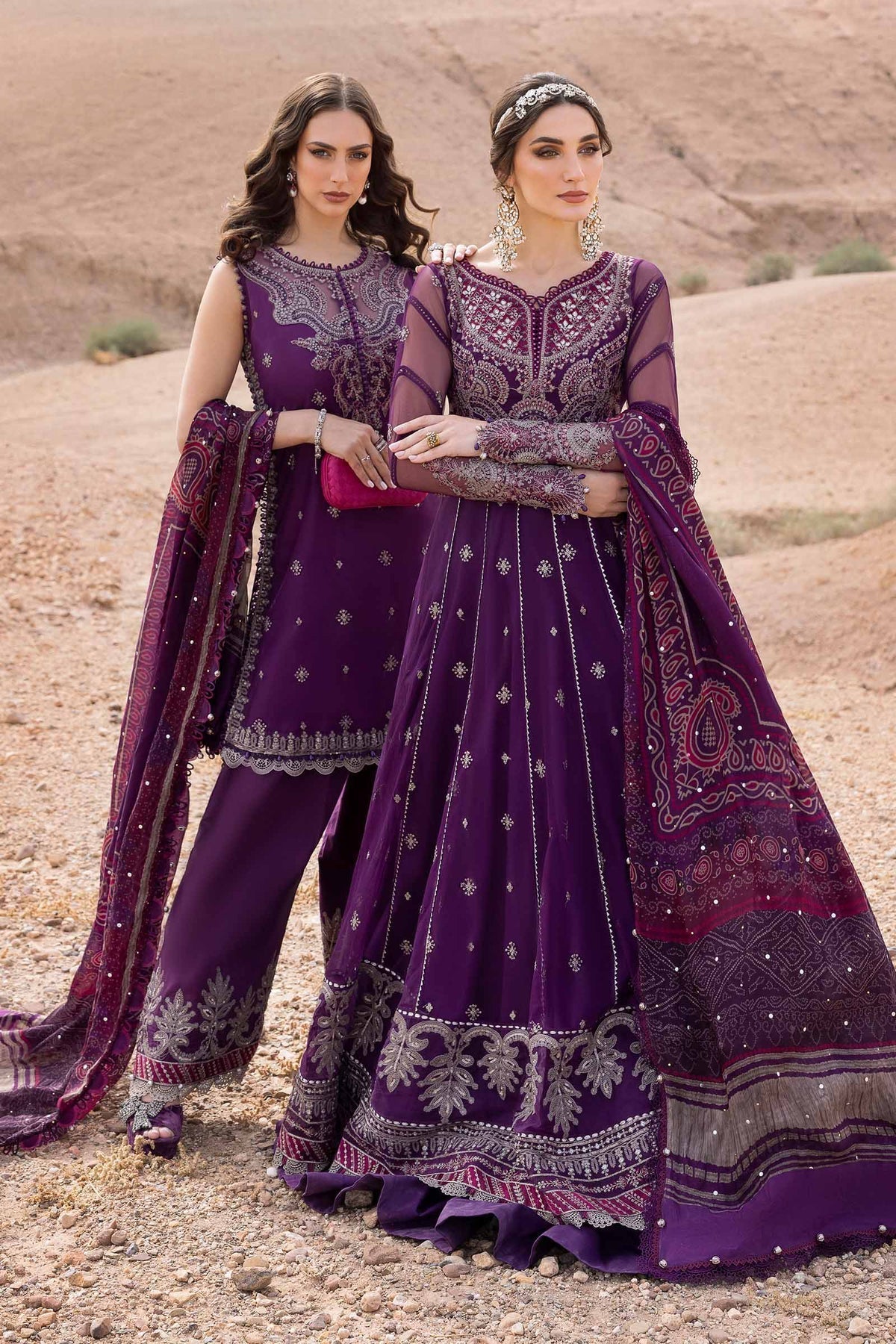 Maria B | Luxury Lawn 25 | D-2507-B XS Plum Short Shirt with Trouser