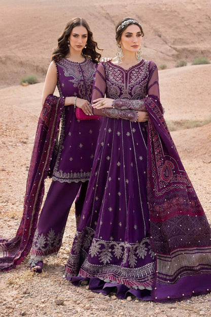 Maria B | Luxury Lawn 25 | D-2507-B XS Plum Short Shirt with Trouser