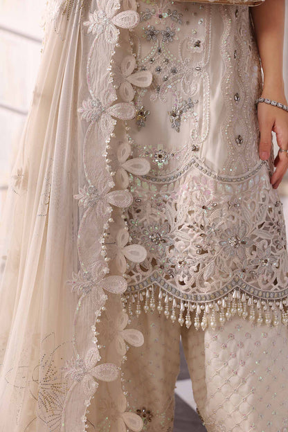 Maria B | Mbroidered 2025 | BD-3007 Custom Size Off White Long Shirt with Plazo