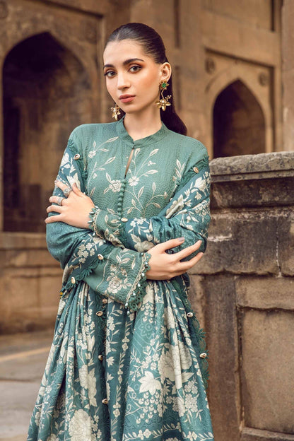 Maria B | M Prints Winter 24 | MPT-2408-A L Sea Green Linen