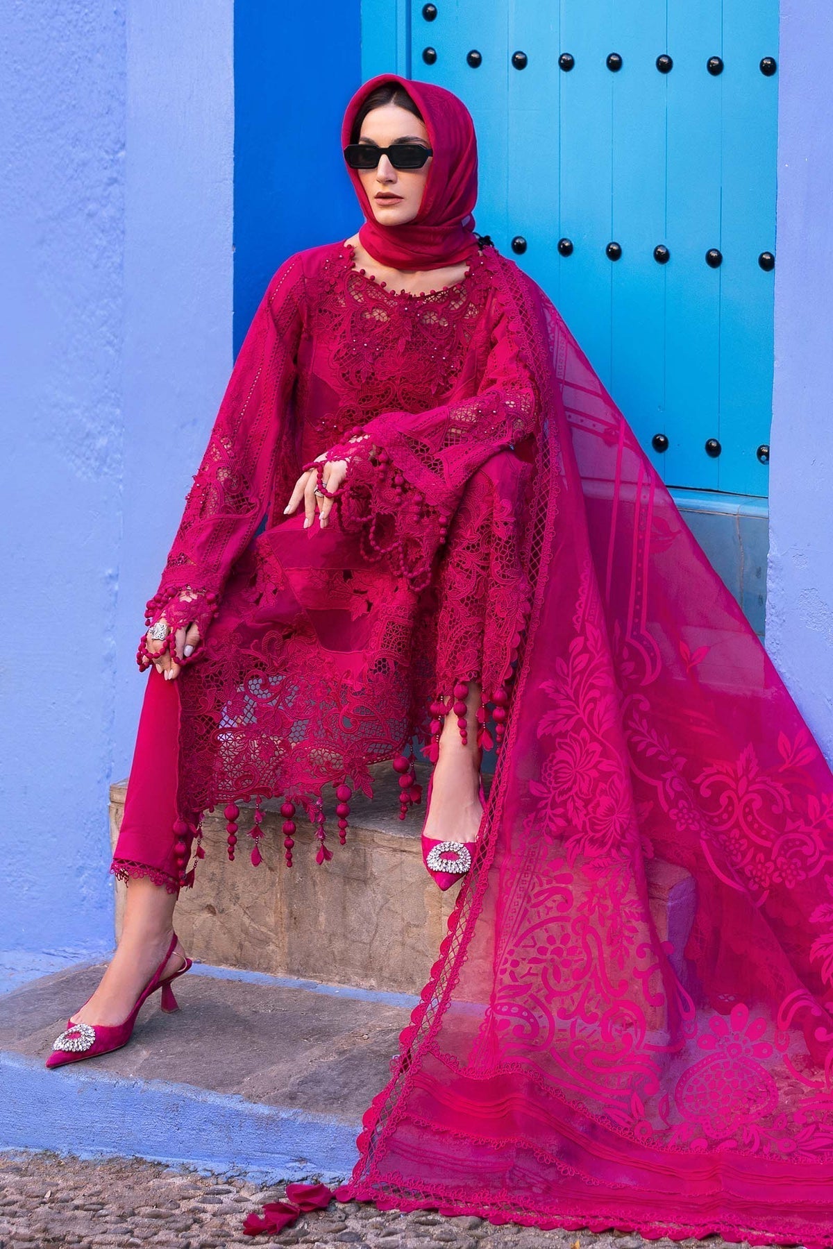 Maria B | Luxury Lawn 25 | D-2508-A XL Fuchsia Pink Lawn