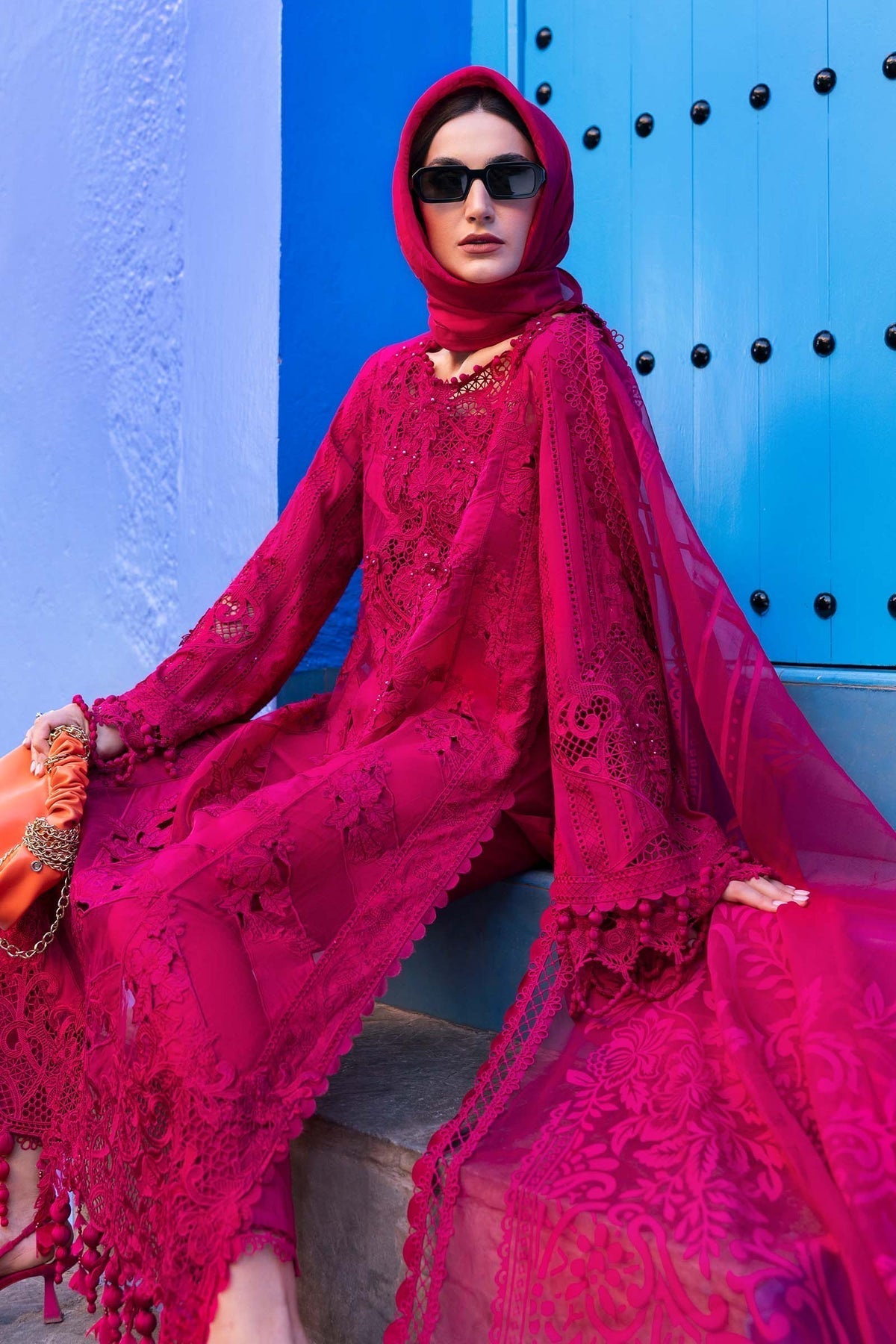 Maria B | Luxury Lawn 25 | D-2508-A L Fuchsia Pink Lawn