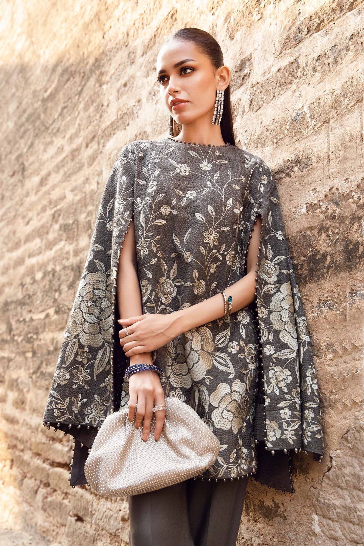 Maria B | M Prints Winter 24 | MPT-2408-B S Gray Linen