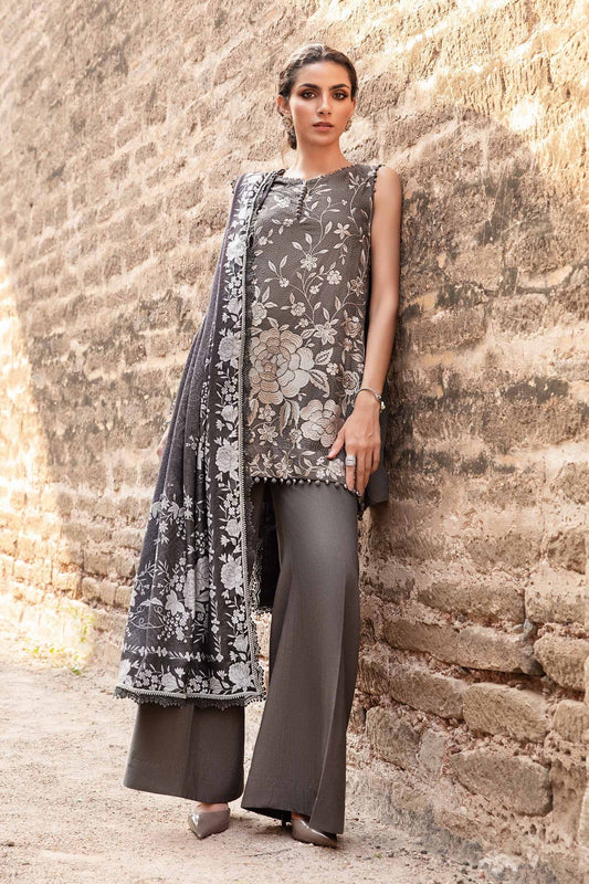 Maria B | M Prints Winter 24 | MPT-2408-B XS Gray Linen
