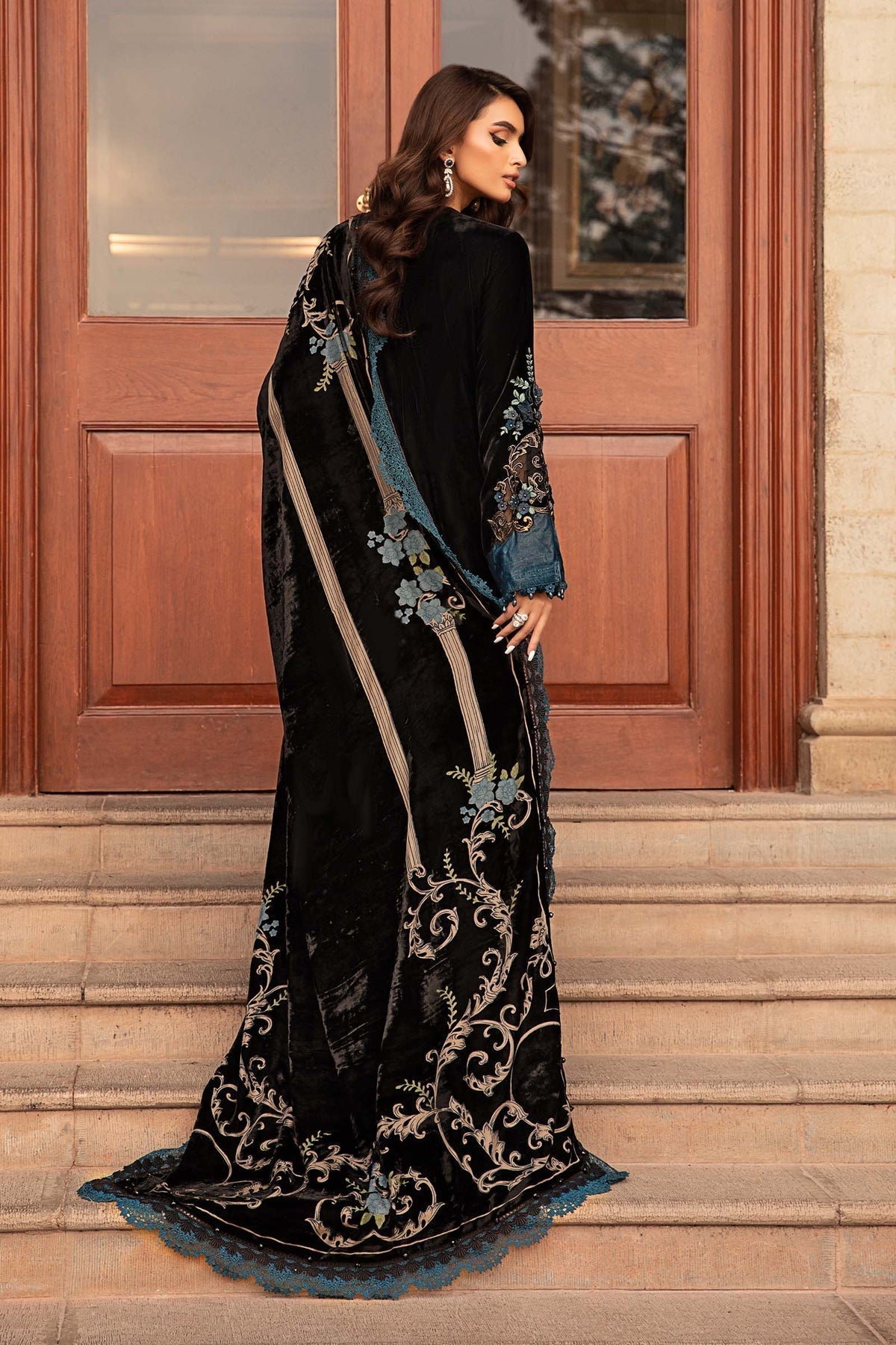 Maria B | Winter Luxe 24 | Velvet DL-1208 - Pakistani Designer Dress - by Maria B | Type: Ladies Clothes - 100% Original at Saira Sultan