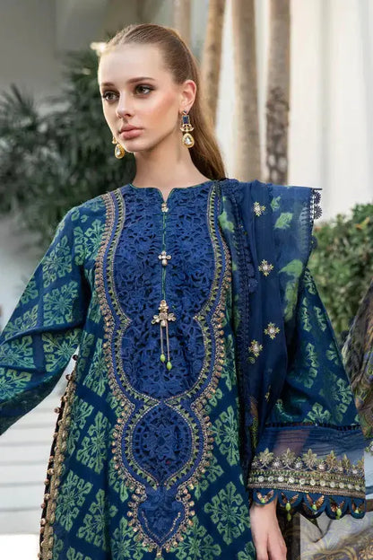 Maria B | Luxury Lawn | EL-23-08-Blue - Pakistani Designer Dress - by Maria B | Type: Luxury - 100% Original at Saira Sultan