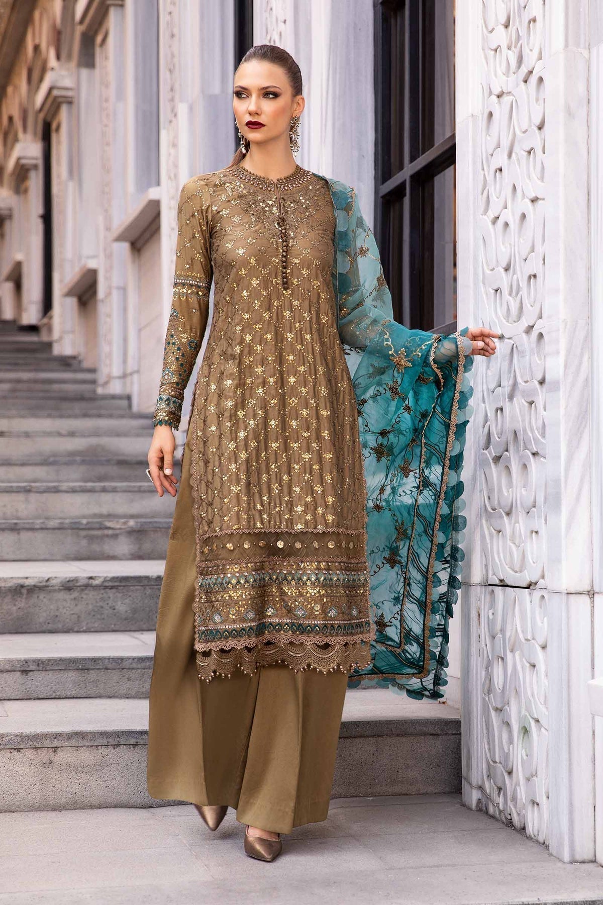 Maria B | Sateen Formals 24 | CST-808 - Pakistani Designer Dress - by Maria B | Type: Formal - 100% Original at Saira Sultan