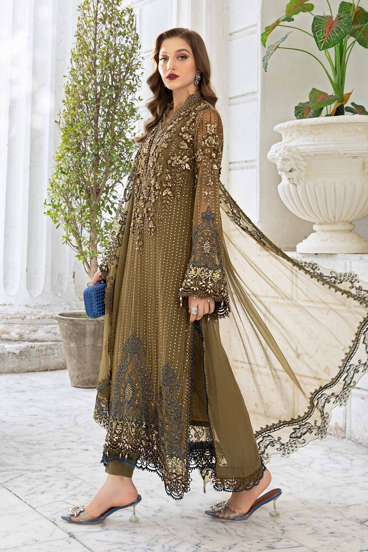 Maria B | Chiffon Formals 24 | Chiffon Suit | MPC-24-108 - Pakistani Designer Dress - by Maria B | Type: Formal - 100% Original at Saira Sultan