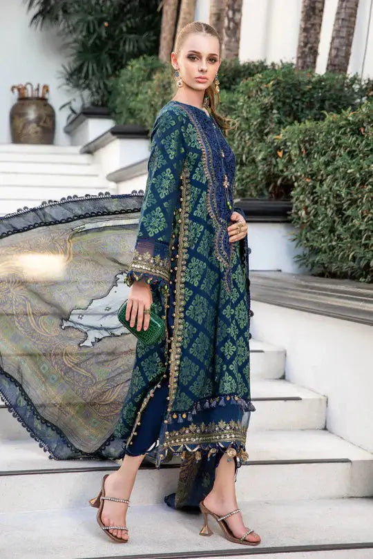 Maria B | Luxury Lawn | EL-23-08-Blue - Pakistani Designer Dress - by Maria B | Type: Luxury - 100% Original at Saira Sultan