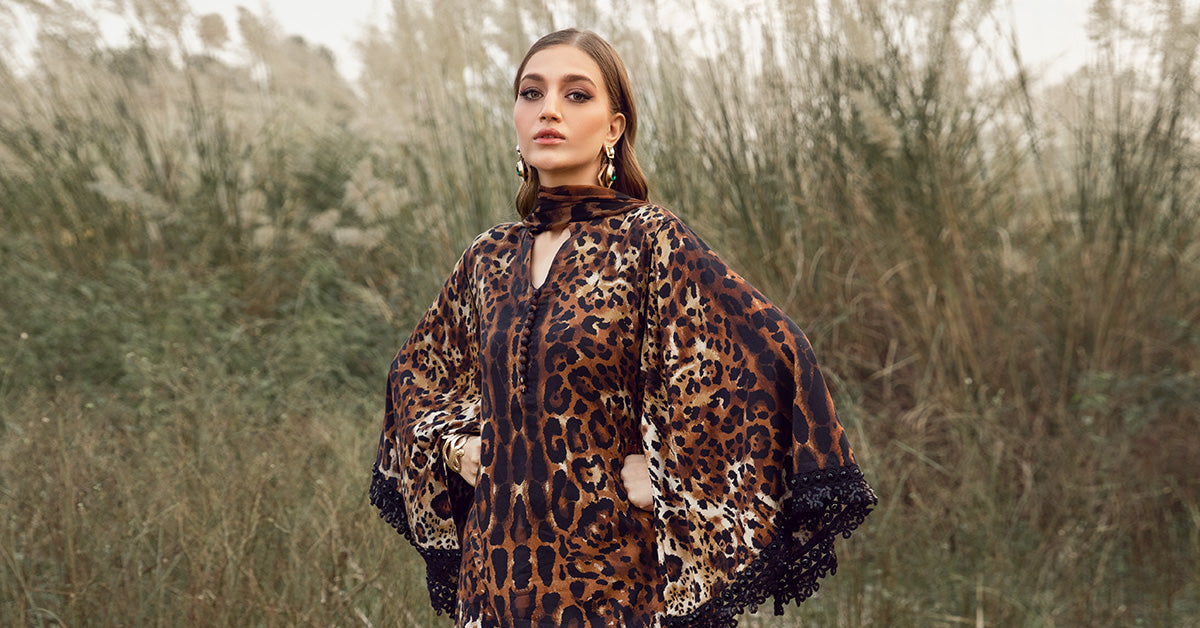 Maria B | M Prints Winter 24 | MPT-2409-B L Brown Linen