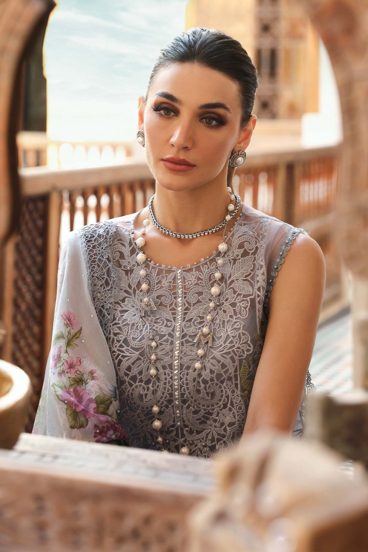 Maria B | Luxury Lawn 25 | D-2509-B M Steel Gray Hue Lawn