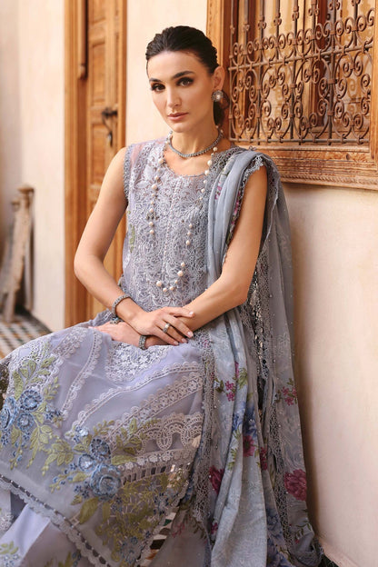 Maria B | Luxury Lawn 25 | D-2509-B Custom Size Steel Gray Hue Lawn