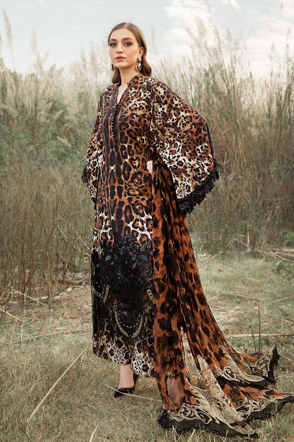 Maria B | M Prints Winter 24 | MPT-2409-B S Brown Linen