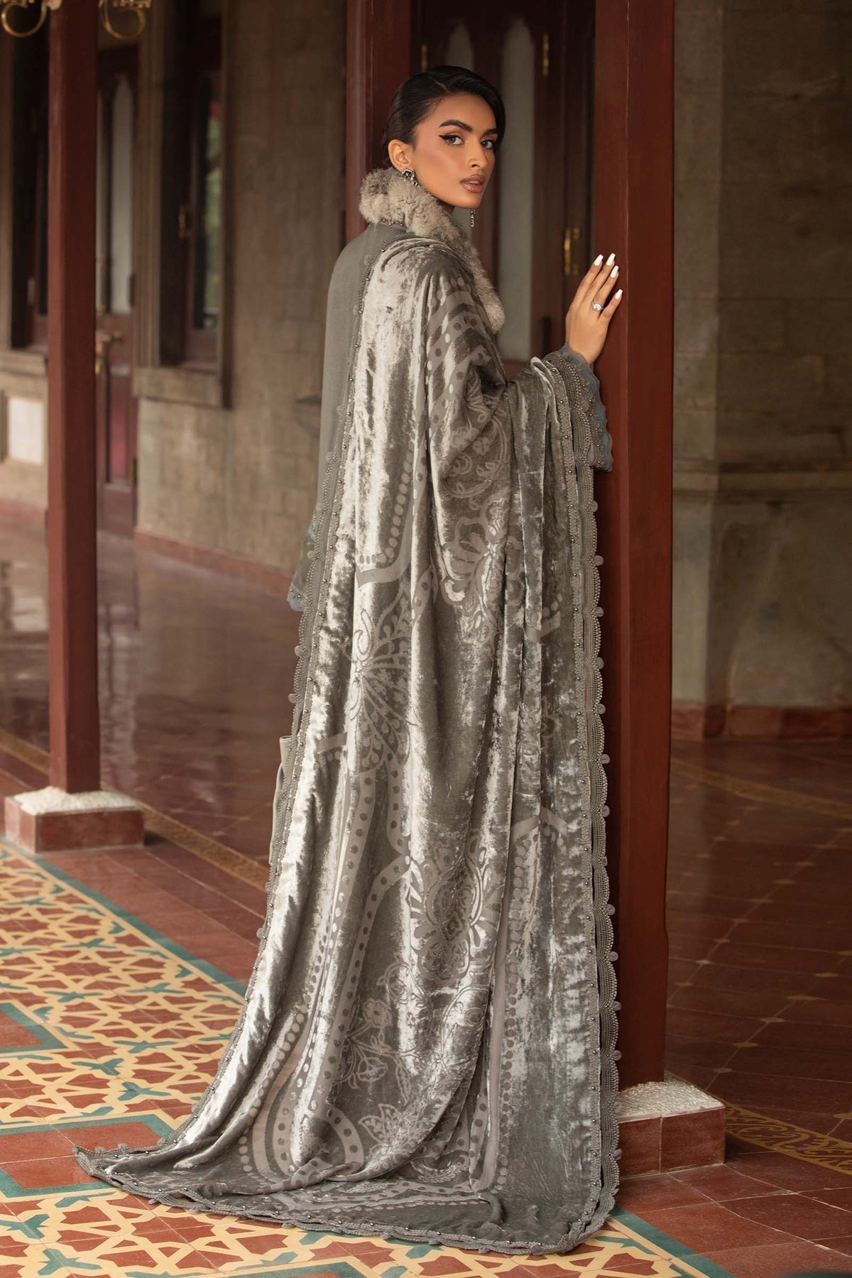 Maria B | Winter Luxe 24 | Velvet DL-1209 - Pakistani Designer Dress - by Maria B | Type: Ladies Clothes - 100% Original at Saira Sultan