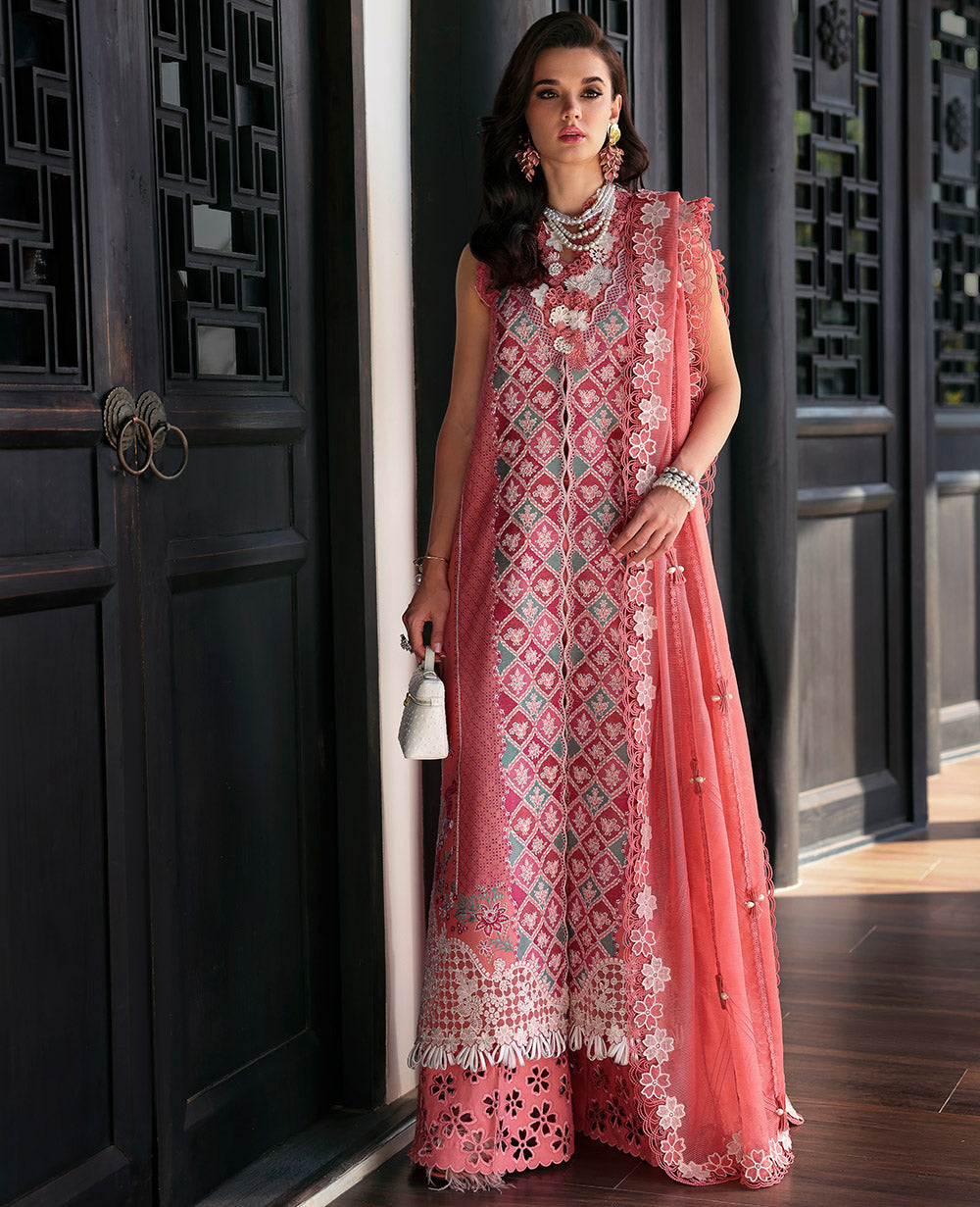Republic Womenswear | Kalani Eid Luxury Lawn 25 | D1-A - Ayra XS Coral Lawn