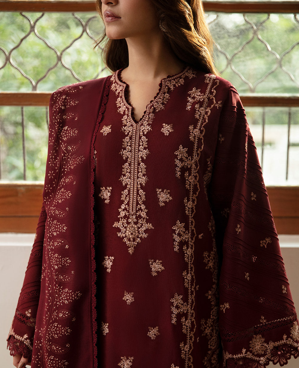 Republic Womenswear | Rosalee Winter 24 | D2 (Inara) M Blood Red Karandi