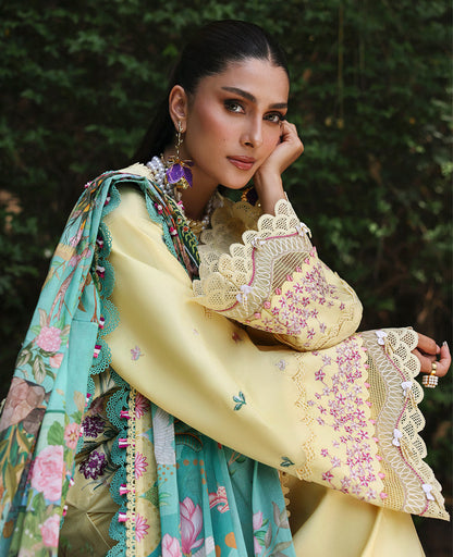 Republic Womenswear | Talia Luxury Lawn 25 | D3-A - Lina L Pastel Yellow Lawn