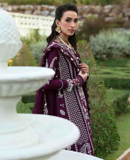 Republic Womenswear | Kalani Eid Luxury Lawn 25 | D3-A - Elara M Deep Purple Lawn